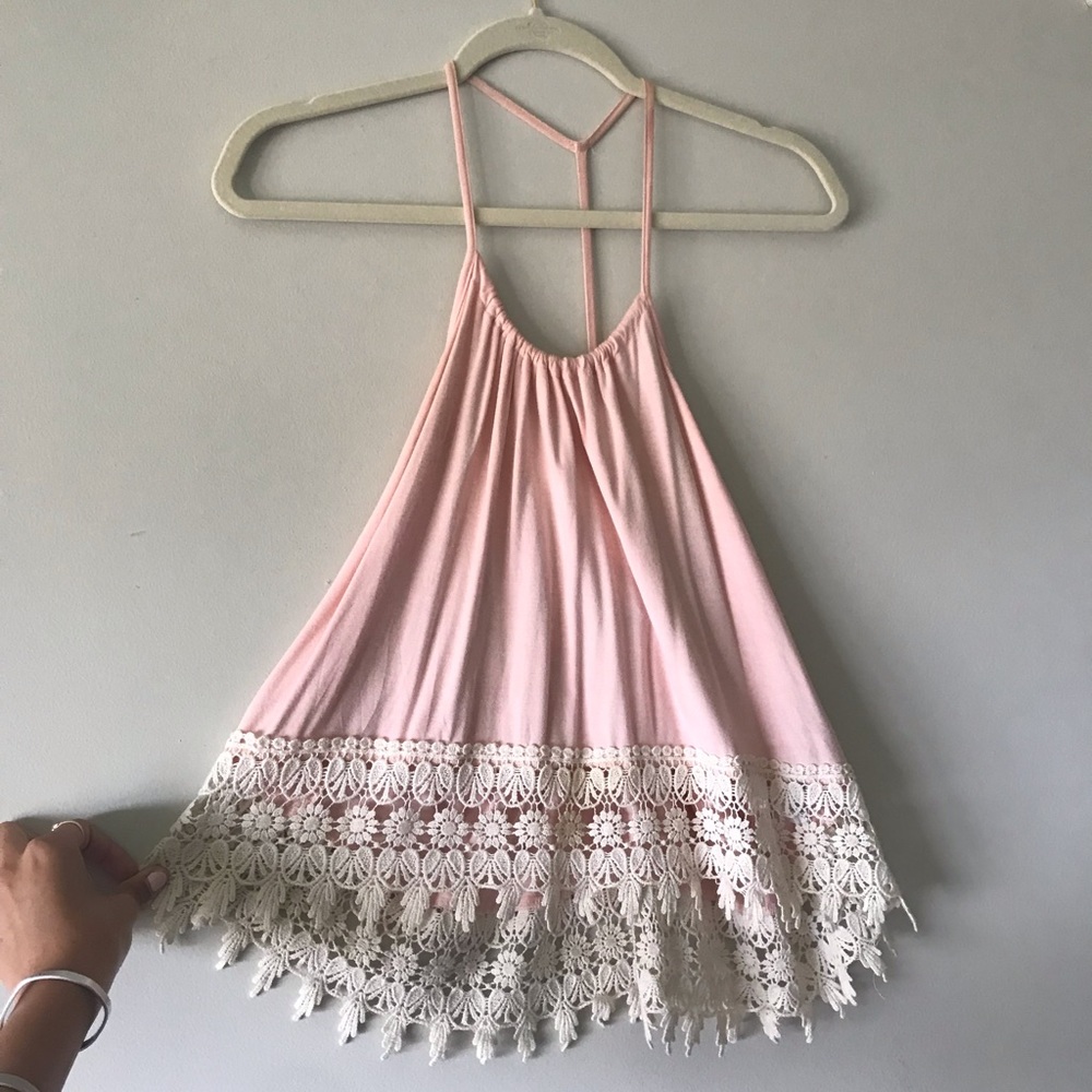 Pink open back top